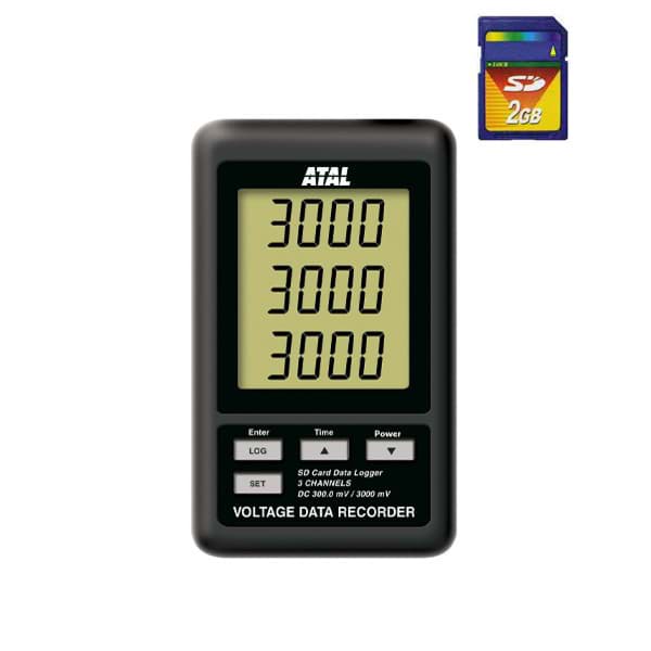 SD-MMVx387 3-kanaals datalogger met SDkaart - DC voltage