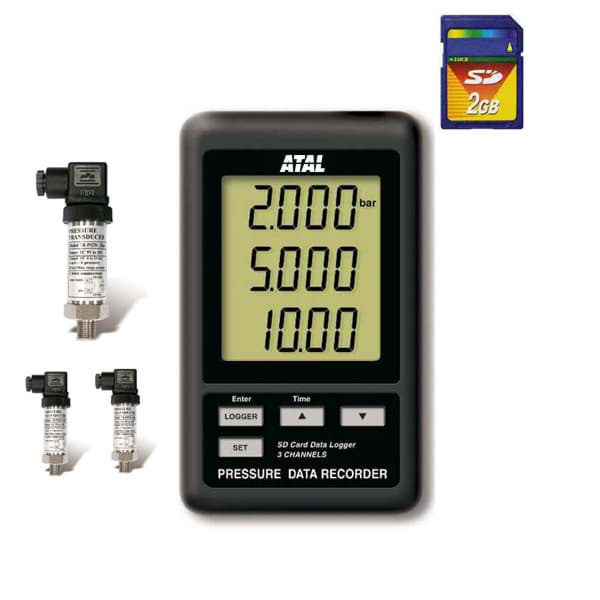 SD-MPSx384 3-kanaals drukmeter/ datalogger met dataopslag op SD kaart
