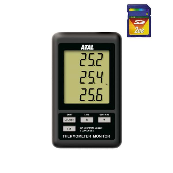 SD-MTMx380 3 kanaals handmeter datalogger met SD kaart - thermokoppel