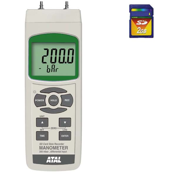 SD-PMx9112 Meter, datalogger met SD kaart - Manometer 200 mbar