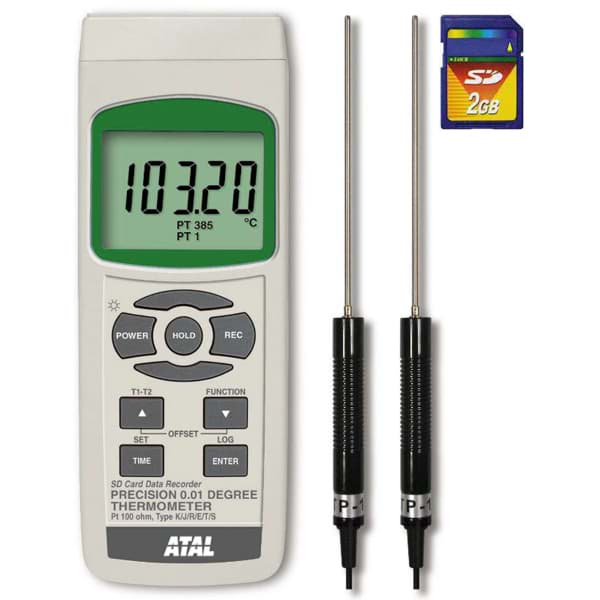 SD-TMx9017 portable 2-kanaals temperatuurdatalogger met SD kaart